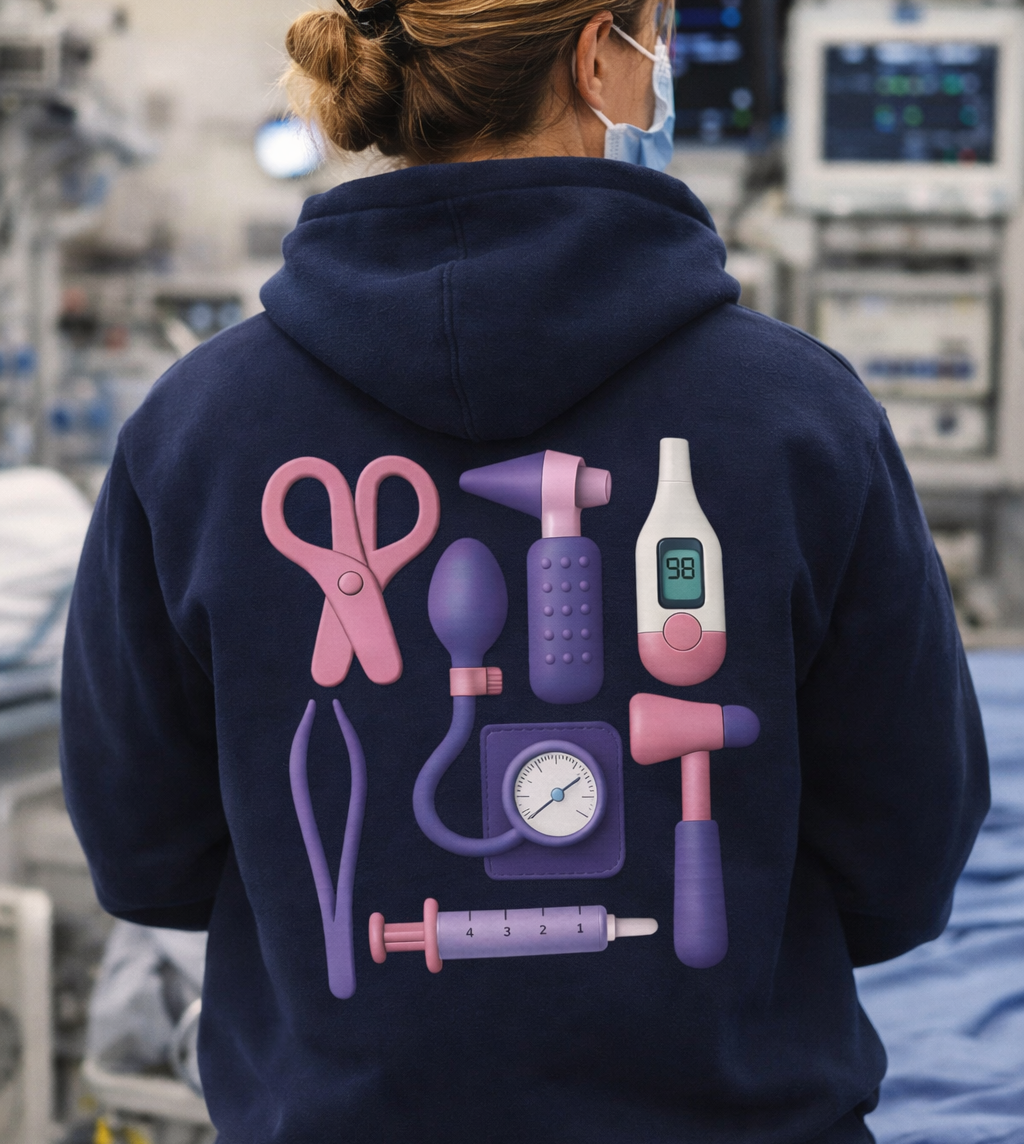 Clinical Kit Graphic Hoodie- Navy