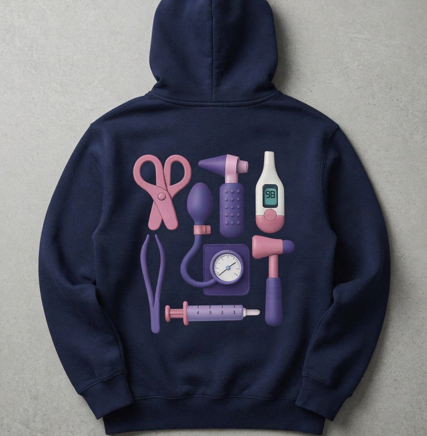 Clinical Kit Graphic Hoodie- Navy